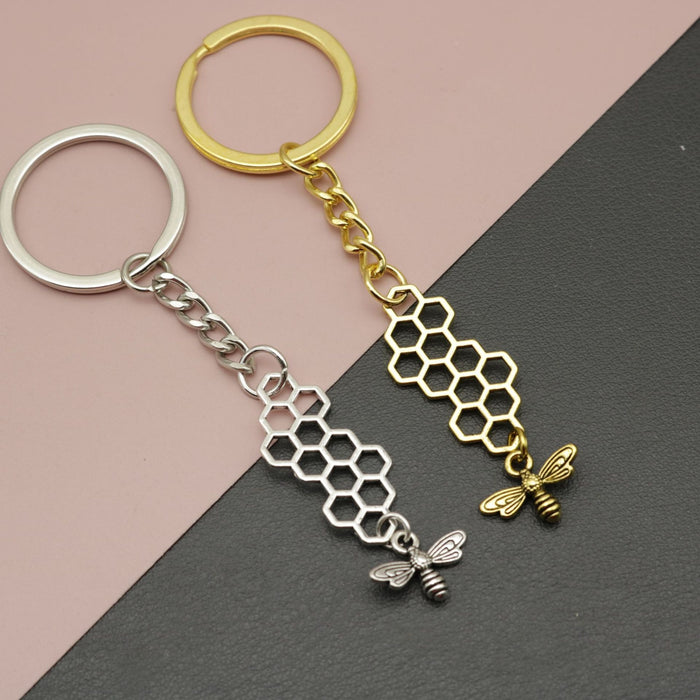 Zinc Alloy Simple Bee Keychain Bag Charm Gift