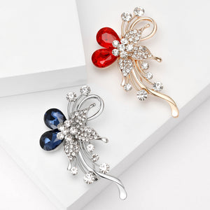Alloy Rhinestone Flower Brooch Pin For Women's Clothing Decoration