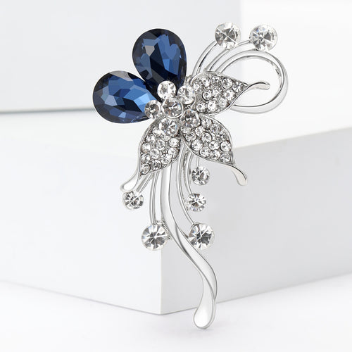 Alloy Rhinestone Flower Brooch Pin For Women's Clothing Decoration