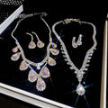 Light Luxury Copper Jewelry Set With Rhinestone Waterdrop Pendant Necklace And French Dress Collar Chain view 3