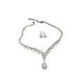 Light Luxury Copper Jewelry Set With Rhinestone Waterdrop Pendant Necklace And French Dress Collar Chain view 5