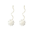 Elegant White Shell Flower Long Tassel Rhinestone Alloy 3D Floral Statement Drop Dangle Earrings view 5