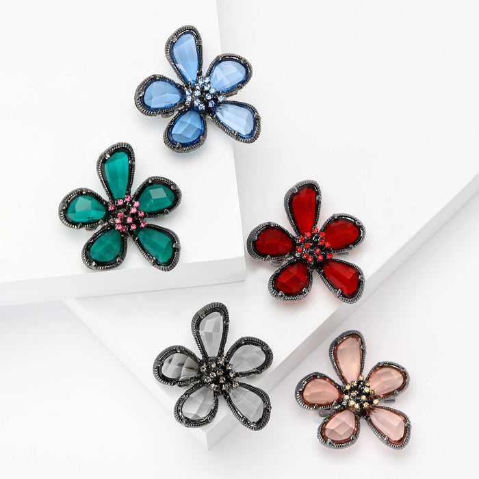 Alloy Crystal Flower Brooch Pin For Womens Clothing Decoration