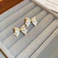 Real Gold Plated Copper Bow Stud Earrings With Silver Posts, Simple Modern Sweet Commuter Jewelry view 4