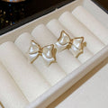 Real Gold Plated Copper Bow Stud Earrings With Silver Posts, Simple Modern Sweet Commuter Jewelry view 2