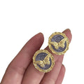 French Court Vintage Round Butterfly Enamel Alloy Stud Earrings For Women view 5