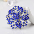 Black Silver Tone Bauhinia Flower Wreath Crystal Eight Designs Metal Brooch Pin view 4