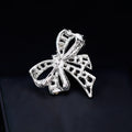 Silver Tone Ribbon Bow Crystal Metal Brooch Pin for Jackets and Lapels view 5
