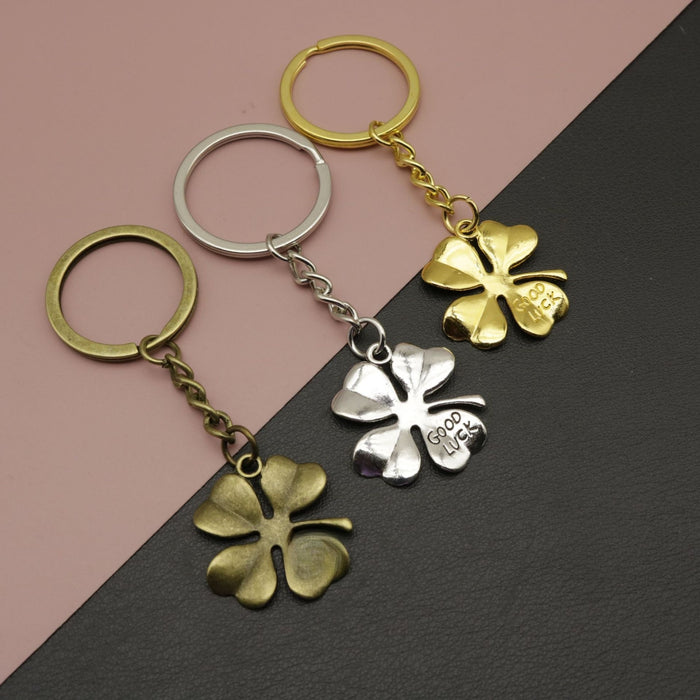 Metal Lucky Four Leaf Clover Keychain Bag Charm Gift