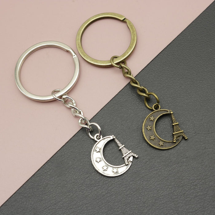 Zinc Alloy Star Moon Eiffel Tower Keychain Bag Charm