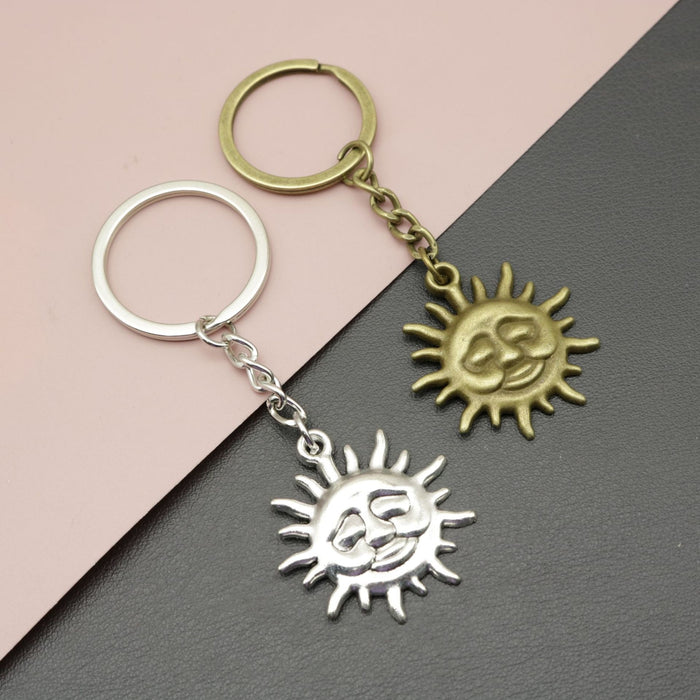 Zinc Alloy Smiling Sun Keychain Bag Charm Gift