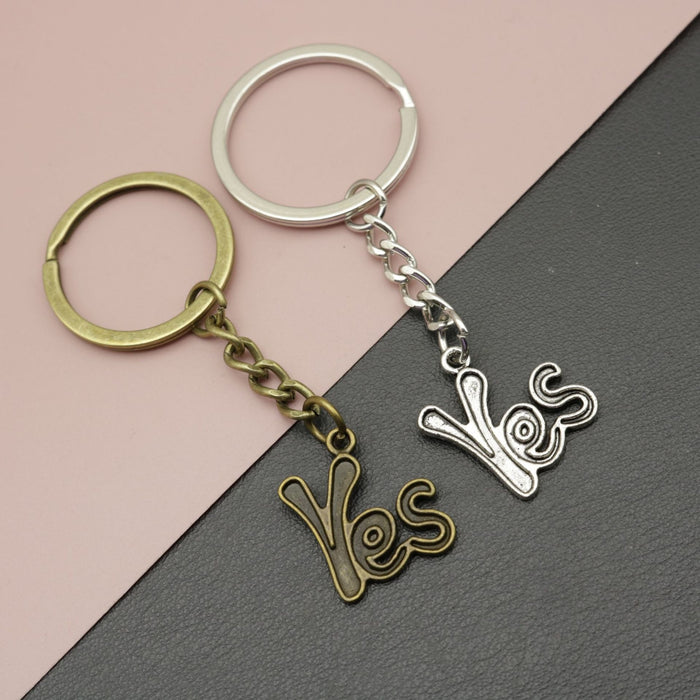 Metal YES Letter Keychain Gift Key Ring