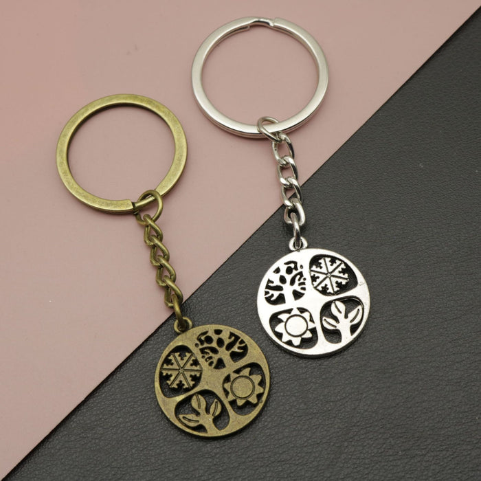 Metal Double Sided Four Seasons Dragonfly Keychain Bag Charm