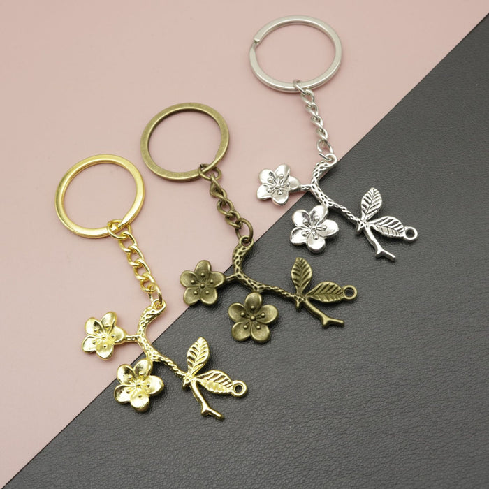 Zinc Alloy Branch Flower Keychain Bag Charm