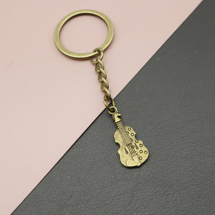 Zinc Alloy Simple Guitar Keychain Bag Charm Gift