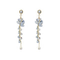 Elegant Blue Crystal Gravel Stone Long Tassel Chain Rhinestone Stud Gold Alloy Drop Earrings view 5