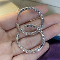 Sparkling Round Hoop Earrings With Row Rhinestones, Statement Large Circle American Style Hoops view 4
