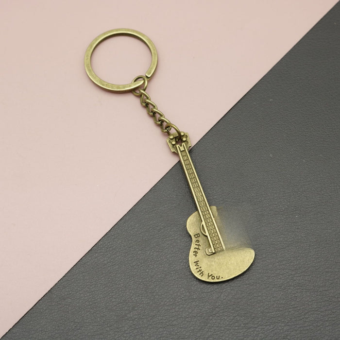 Metal Simple Guitar Keychain For Bag Charm Gift