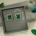 Vintage Faux Emerald Geometric Square Stud Earrings For Women, Luxury Autumn Winter Statement Jewelry view 4