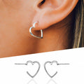 Hollow Heart Stud Earrings For Women, Minimalist Korean Hong Kong Style Hoop Ear Jewelry view 1