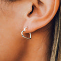 Hollow Heart Stud Earrings For Women, Minimalist Korean Hong Kong Style Hoop Ear Jewelry view 3