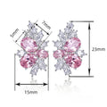 Sparkling Sakura Pink Flower Stud Earrings For Women Sweet Zircon Elegant Ear Jewelry view 4