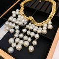 French Vintage Faux Pearl Letter Tassel Necklace Elegant Statement Clavicle Chain view 2