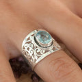 New Charm Women's Fashion Wide Band Ring With Bold Flower Vine Design For Cross Border view 3