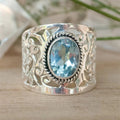 New Charm Women's Fashion Wide Band Ring With Bold Flower Vine Design For Cross Border view 4