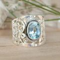 New Charm Women's Fashion Wide Band Ring With Bold Flower Vine Design For Cross Border view 2