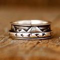 Vintage Mountain Range Index Finger Ring With Flying Swallow Motif, Bold Statement Hand Jewelry view 1