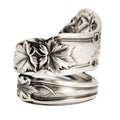Vintage Open Maple Leaf Ring With Blackened Texture, Simple Antique Style Fashion Finger Jewelry view 5