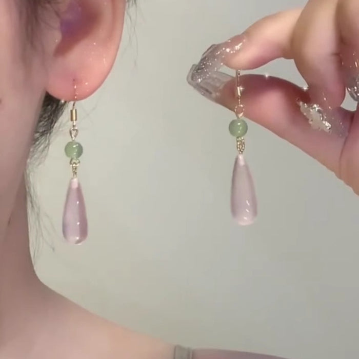 New Chinese Style Teardrop Resin Hook Earrings Sweet Vintage Minimalist Dangle Jewelry