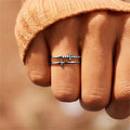 Women's Double Layer Ring, Niche Design Fashion Minimalist Light Luxury Style Finger Ring view 7