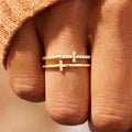 Women's Double Layer Ring, Niche Design Fashion Minimalist Light Luxury Style Finger Ring view 3