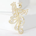 Copper Zircon Phoenix Brooch Pin For Luxury Clothing Decoration view 2