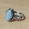 Minimalist Marquise Larimar Ring Sweet Vintage European Court Style Jewelry Gift view 1