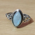 Minimalist Marquise Larimar Ring Sweet Vintage European Court Style Jewelry Gift view 6