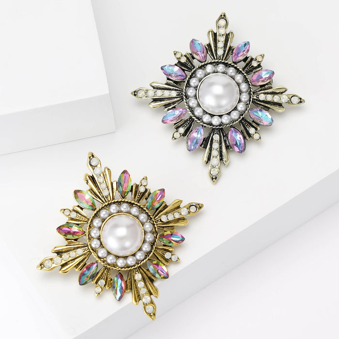Alloy Rhinestone Baroque Sunflower Brooch For Womens Clothing Decoration