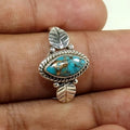 Creative Vintage Court Style Leaf Feather Texture Marquise Ring For Women Fashion Jewelry view 3
