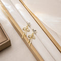Elegant Heart Crystal Bowknot Rhinestone Gold Plated Silver Needle Drop Stud Earrings view 3