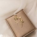 Elegant Heart Crystal Bowknot Rhinestone Gold Plated Silver Needle Drop Stud Earrings view 4