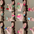Sweet Mesh Fabric Butterfly Flower Stud Earrings With Silver Pins Vacation Style Jewelry view 1