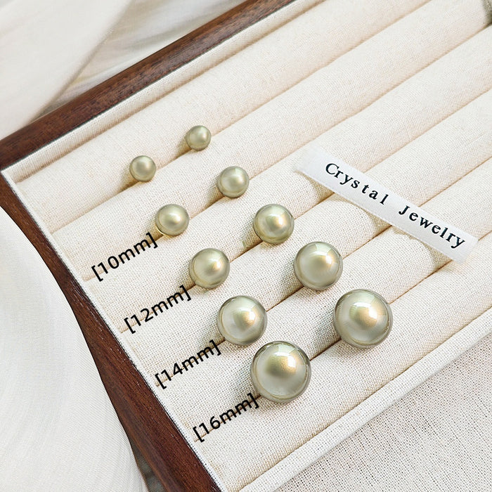 Minimalist Round Button Pearl Studs With 925 Silver Pins Elegant Light Luxury Women's Earrings