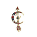 Alloy Rhinestone Eye Moon Arrow Brooch For Womens Clothing view 5