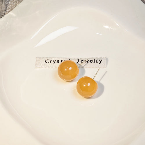 Sweet Candy Color Acrylic Round Ball Studs For Women Spring Summer Minimal Elegant Fashion Earrings