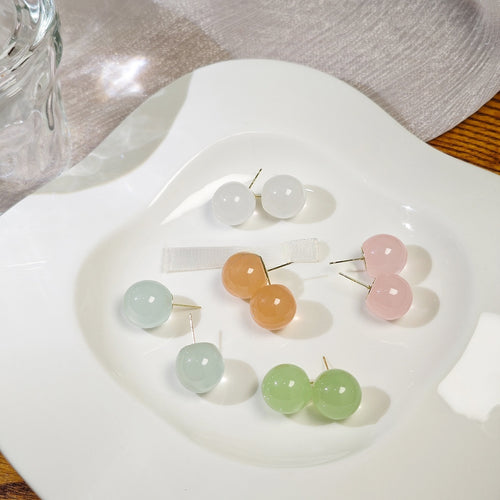 Sweet Candy Color Acrylic Round Ball Studs For Women Spring Summer Minimal Elegant Fashion Earrings