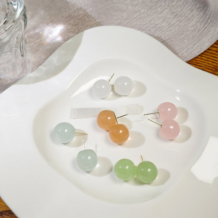 Sweet Candy Color Acrylic Round Ball Studs For Women Spring Summer Minimal Elegant Fashion Earrings