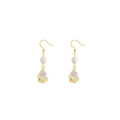 Elegant French Vintage Oval Pearl Flower Teardrop Zircon Alloy Dangle Pendant Earrings view 5