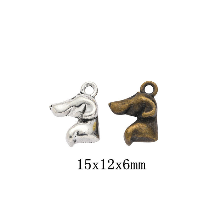 Zinc Alloy Dog Head Charm Pendant for DIY Necklace Bracelet Jewelry Making